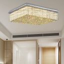 Clear Crystal Rectangle Ceiling Lamp European Style LED Ceiling Mount Light for Hotel Living Room