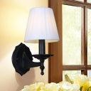 Country Style Cone Wall Sconce Light with Flaxen/White Fabric Shade 1/2 Lights Bedside Wall Lamp