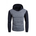 Mens Sportive Colorblocked Long Sleeve Quick Dry Two-Tone Pullover Hoodie