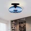 Oblong Flush Ceiling Light Fixture Modernist Glass 1 Light Sky Blue/Amber/Smoke Gray/Coffee Ceiling Light Fixture, 11