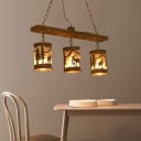 Cylinder Island Chandelier Light with Metal and Fabric Shade 3/5/6 Lights Rustic Hanging Lamp in Rust