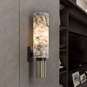 Marble Tube Wall Sconce Lighting Country Style 1 Light Wall Mounted Lighting in Nickel Finish