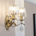 Contemporary Gold Wall Light with Teardrop Crystal 1/2 Lights Metal Sconce Lamp for Dining Room