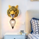 Yellow Tiger Wall Lighting 1 Light Rustic Loft Bedroom Sconce Lighting with Teardrop Crystal Shade