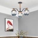 Concave Glass Pendant Chandelier with Globe Shade Modernist 3/5 Heads Hanging Ceiling Light in Grey/Green