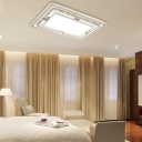 Led Rectangular Flush Mount Light Contemporary Amber Crystal Ceiling Light with Frosted Diffuser