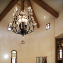 Adjustable Candle Pendant Lamp with Crystal Branch Post Modern Chandelier for Foyer