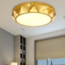 Metallic Faceted Flushmount Post Modern Gold/White Flush Ceiling Light with Triangle Crystal Accents, 12