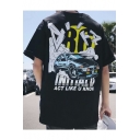 Guys Street Fashion Car Letter ACT LIKE U KNOW Graphic Print Oversized T-Shirt