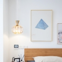 Spherical Mini Pendant Lighting with Clear Crystal Block 1 Light Modern Indoor Lighting in Black/Gold for Bedroom