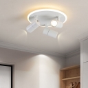 Rotatable Metal Circular Flush Mount Light Hallway Office 4 Heads Warm/White Lighting Spot Light in White