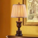 Gathered Fabric Empire Shade Table Lamp Traditional 1 Light Standing Table Light in Brown