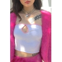 Womens Elegant Rose Red Long Sleeve Open Front Faux Fur Cropped Coat