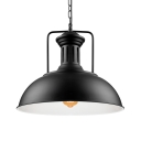 Vintage Pendant Light with 16.54''W Dome Metal Shade in Black