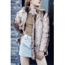 Korean Style Ladies Warm Brown Ombre Long Sleeve Stand Up Collar Open Front Faux Mink Fur Longline Thick Coat