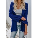 Womens Fall Leisure Solid Color Batwing Sleeve Tunic Cardigan Knitwear