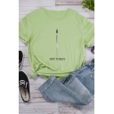NOT TODAY Letter Sword Printed Short Sleeve Simple Loose Tee Top