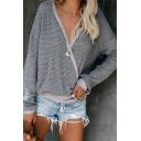 Ladies Sexy V-Neck Contrast Trim Long Sleeve Knitted Wrap Sweater Jumper Top