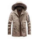 Winter Warm Ribbon Embellished Zip Up Thick Long Outdoor Down Coat with Removable Fur Trim Hood