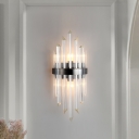 Clear Crystal Mini Wall Lighting Contemporary Living Room Wall Mount Lamp in Black