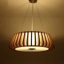 Tapered Hanging Light with Diffuser Wooden Modern 3/4 Lights Pendant Light in Nickle, 19.5