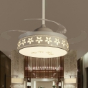 White Cylinder Ceiling Fan Light Modernism LED Metal Semi Flush Mount Light Fixture for Living Room