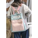 33*14*40cm Simple Letter CASUAL BAG Embroidered Colorblock Multi-Way Canvas Backpack