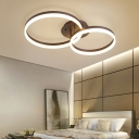 Dual Ring LED Flush Ceiling Light Modern Fashion Acrylic Shade Flush Mount in Brown