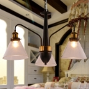 Traditional Conical Chandelier Light 3/5/6-Light Clear Glass Hanging Pendant in Black and Gold