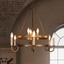 Open Bulb Metal Chandelier Lighting Vintage 9 Lights Dining Room Suspension Pendant Light in Bronze