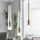 Clear Glass Hanging Light Kit Contemporary 1 Head Gold Pendant Lighting Fixture for Dining Room