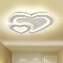 Modern Romantic LED Flush Mount Light Acrylic White Loving Heart Ceiling Lighting