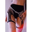 Punk Sexy Ladies' High Waist See Through Mesh Hollow Out Slim Fit Shorts Leggings in Black