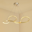 Twisted Ceiling Chandelier Modern Crystal LED Gold Pendant Light Fixture for Dining Room in Warm/White Light