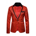 Mens Cool Fashion Sequins Embellished Single Button Preside Stage Suit Outwear Blazer for Nightclub