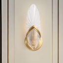 Oval Shape Wall Sconce Light Contemporary Frosted Glass 1 Light Bedroom Wall Mounted Light in Gold Finish