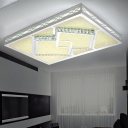 White LED Flushmount Light Modern Acrylic Rectangle Ceiling Flush Mount in 3 Color/Warm/White Light