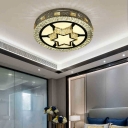 Modern Stylish LED Flush Lamp Clear Crystal Drum Ceiling Flush Mount with Star Pattern