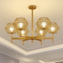 Iron Cage Chandelier Pendant Traditional 6/8-Head Gold Ceiling Light Fixture, 31.5