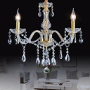 Candle Chandelier Light French Style Crystal 3 Lights Gold Ceiling Pendant Fixture