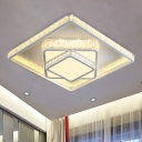 Crystal Block Ceiling Lamp Simple White LED Flush Mount Light in White/3 Color