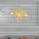 Gold Starburst Sconce Light Art Deco 3 Heads Clear/Smoke Gray/Multicolor Waterdrop Crystal Wall Mount Light