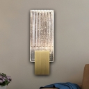 Seedy Glass Rectangle Wall Lighting Fixture Loft LED Integrated Flush Wall Sconce in Brass