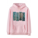 Creative Van Gogh Printed Long Sleeve Kangaroo Pocket Casual Drawstring Hoodie