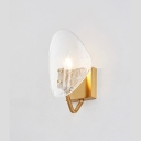 Shield Wall Lamp Modernist Clear Glass 1 Bulb Golden Sconce Light Fixture with Arm