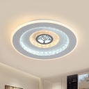 Tree Pattern White Ceiling Light Modern Style Crystal LED Flushmount Lighting in White/Warm Light