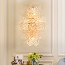 Clear 4 Lights Sconce Light Modern Crystal Panel Wall Lighting Fixture for Corridor