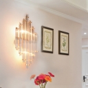 Crystal Prismatic Wall Lighting Modern Style 2-Light Dining Room Sconce Light Fixture in Gold