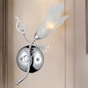 Opal Glass Petal Wall Light Contemporary 1 Head Wall Mounted Light in Chrome for Bedside
