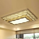 Rectangle Living Room Flushmount Light Modern Crystal LED Cognac Ceiling Lighting